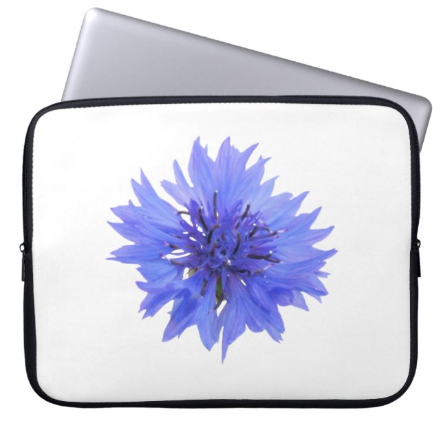 Capa Para Notebook Saco de eletrônicos com design de flor azul (Frente)