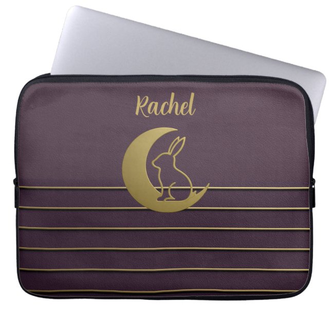 Capa Para Notebook Saco de Eletrônicos de Design de Lua Roxa (Frente)