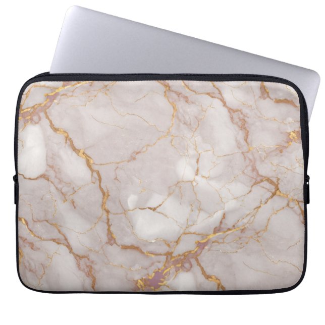 Capa Para Notebook Saco de Eletrônicos de Textura Marble Branca e Dou (Frente)