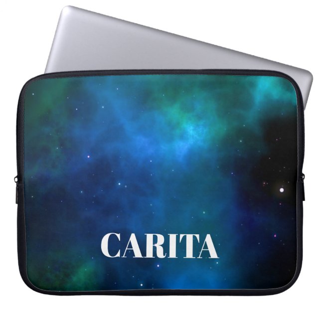 Capa Para Notebook Saco de Eletrônicos do Monograma de Espaço (Frente)