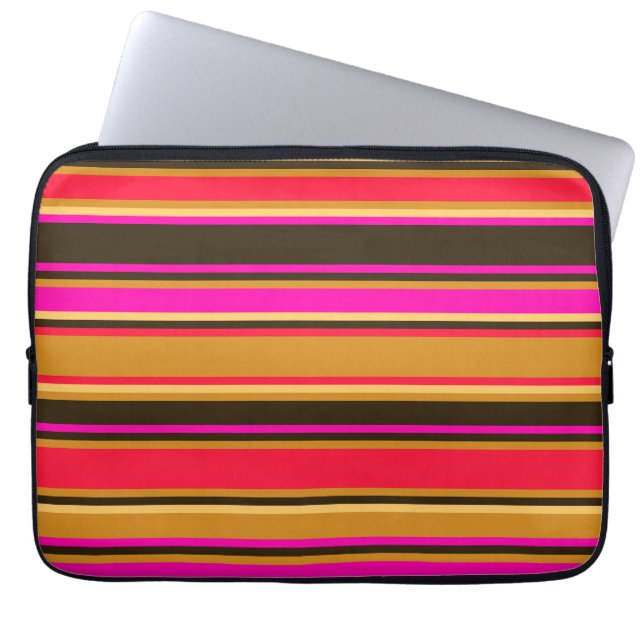 Capa Para Notebook Saco de Eletrônicos Dourados, vermelhos e magenta  (Frente)