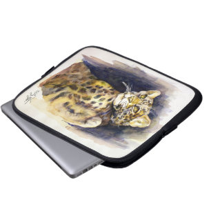 Capa Para Notebook Saco de Eletrônicos Leopardo de Neve