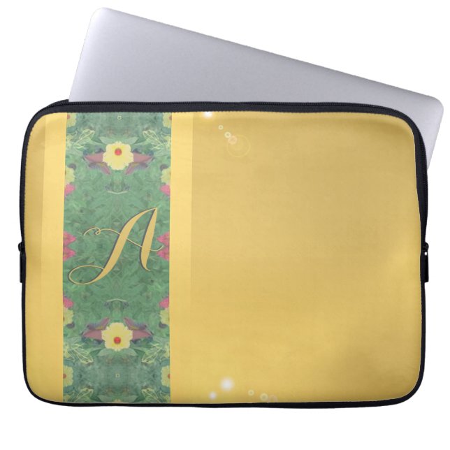 Capa Para Notebook Saco de Eletrônicos monogramas tipo latão (Frente)
