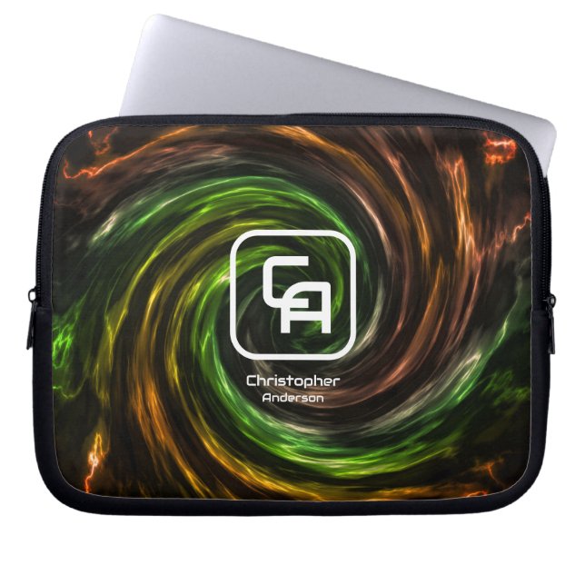 Capa Para Notebook Saco de Eletrônicos Multicores de Fumaça Torcida (Frente)