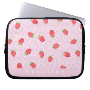 Capa Para Notebook Saco de Eletrônicos Rosa Personalizados de Morango