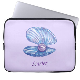 Capa Para Notebook Saco de Eletrônicos Roxos da Pearl Seashell Person