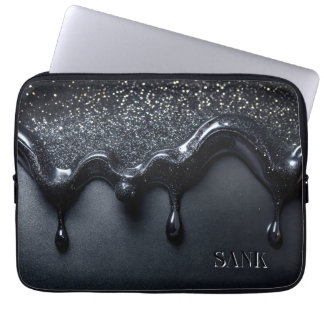 Capa Para Notebook Saco de laptop preto com sequências afundadas