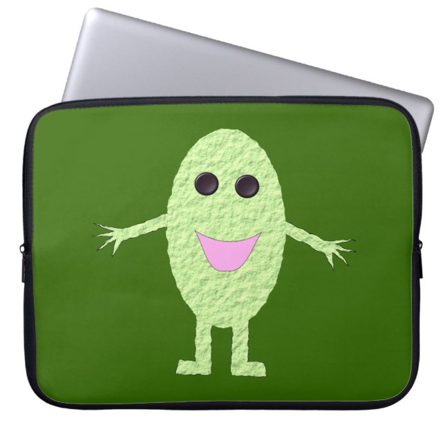 Capa Para Notebook Saco de Laptop Verde Feliz (Frente)