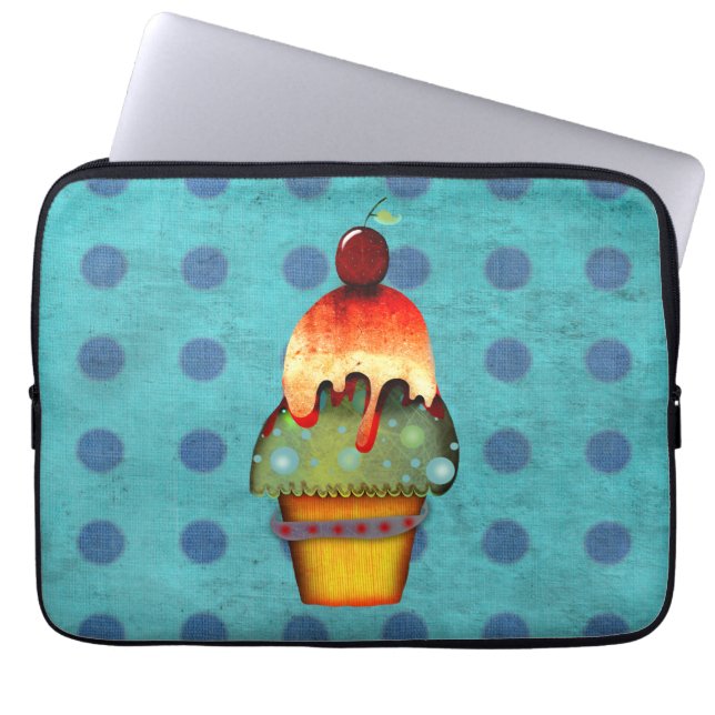 Capa Para Notebook Saco de Neoprene de sorvete de Cupcake (Frente)