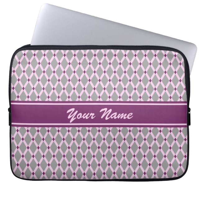 Capa Para Notebook Saco Diamante-Cor-de-rosa cinzento dos eletrônicos (Frente)
