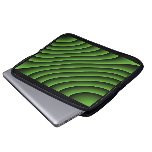 Capa Para Notebook Saco do Laptop das Linhas de Onda Verde Hipopótica (Frente Inferior)