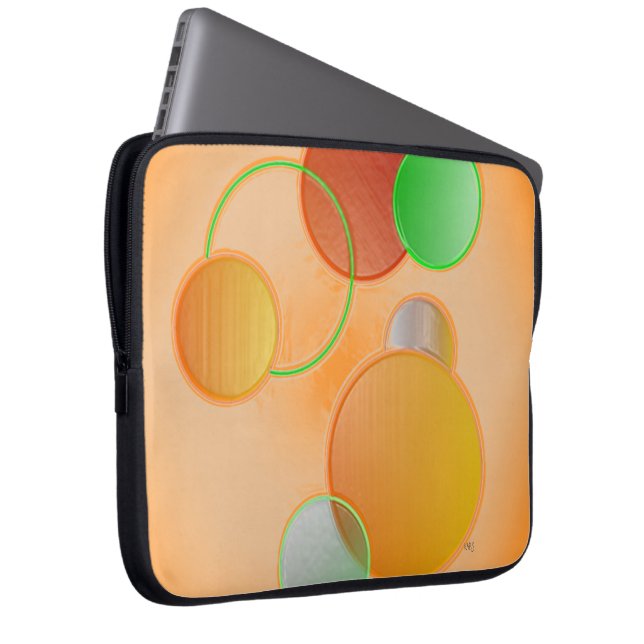 Capa Para Notebook Saco dos Eletrônicos 3D Círculos (laranja) (Frente Esquerda)