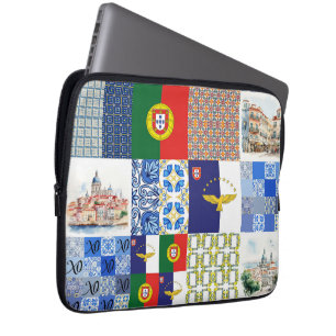 Capa Para Notebook Saco eletrônicos com bandeira portuguesa e bandeir