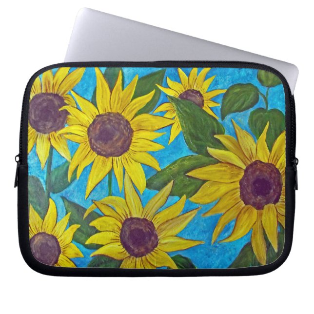 Capa Para Notebook Saco Eletrônicos de girassóis (Frente)