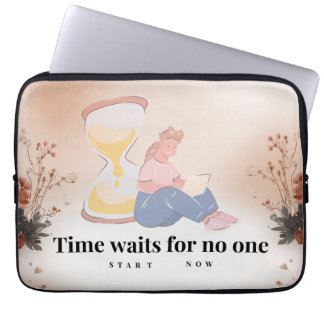 Capa Para Notebook Saco Tote Inspirador Tempo Não Espera por Ninguém
