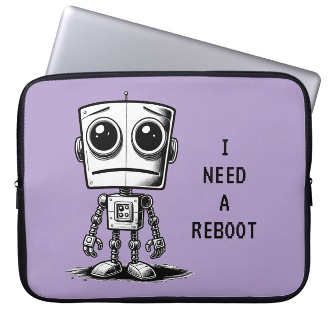 Capa Para Notebook Sad Robot - Preciso De Uma Reinicialização (Frente)
