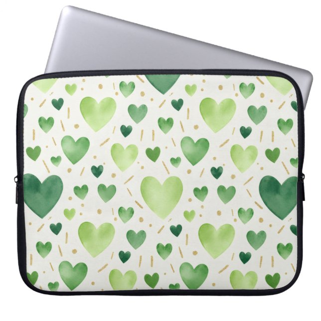 Capa Para Notebook Sage Garden Watercolor Hearts (Frente)