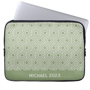 Capa Para Notebook Sage Green Hexagon Honeycomb Padrão Geométrico