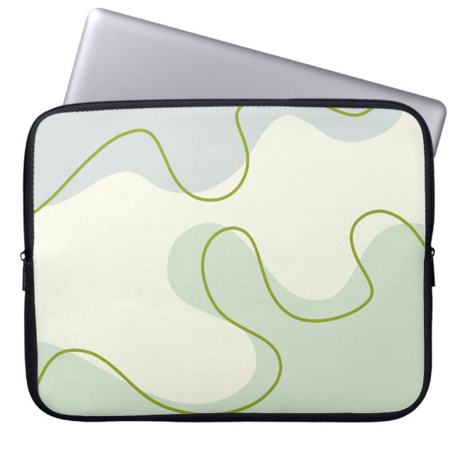 Capa Para Notebook Sage Verde & Creme Abstrato Boho Líquido Redemoinh (Frente)
