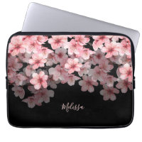 Sakura em Aquarela Preto Rosa | Seu Nome