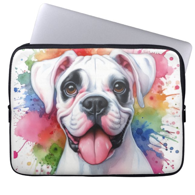 Capa Para Notebook Salpicos de Aquarela de Cachorro Boxer (Frente)