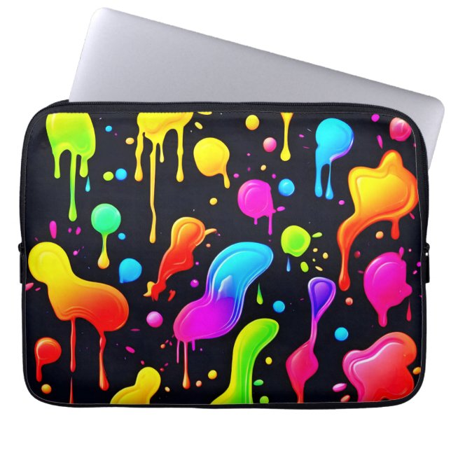 Capa Para Notebook Salpicos de Tinta de Arco-íris (Frente)