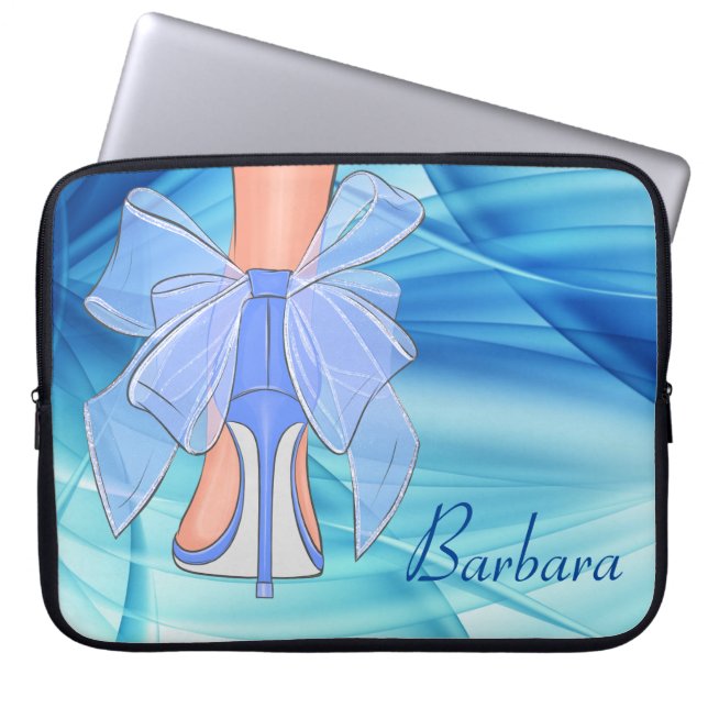 Capa Para Notebook Salto Alto de Seda Azul Personalizado (Frente)