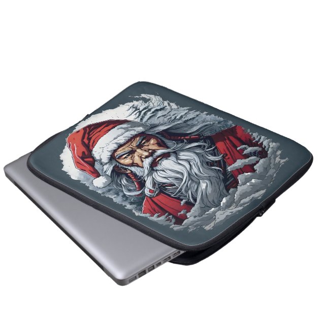 Capa Para Notebook Samurai Papais noeis Warrior Christmas Art Gift (Frente Inferior)