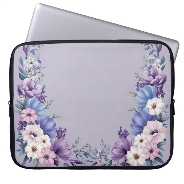 Capa Para Notebook Sangue delicado de Verão azul, branco, rosa e roxo (Frente)