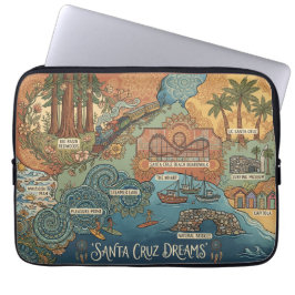 Capa Para Notebook Santa Cruz California Dreams Map – Vibrant Coast