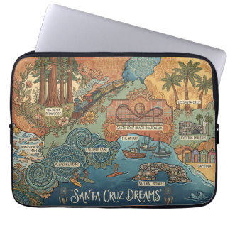 Capa Para Notebook Santa Cruz California Dreams Map – Vibrant Coast