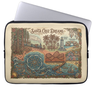 Capa Para Notebook Santa Cruz California Dreams Map – Vibrant Coast