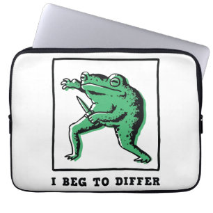 Capa Para Notebook Sapo Engraçado com Faca – Meme "Discordo Totalment