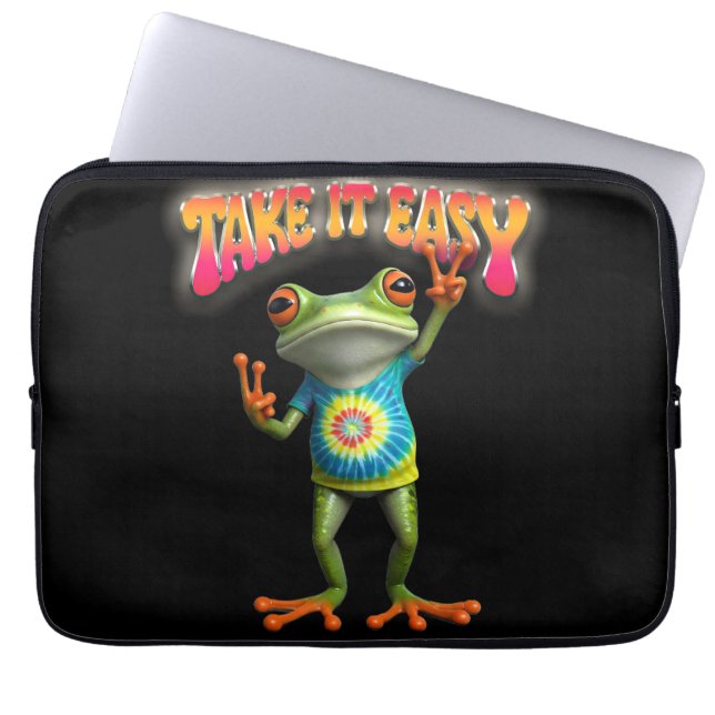 Capa Para Notebook Sapo Hippie Seja Fácil Cores Divertidas  (Frente)
