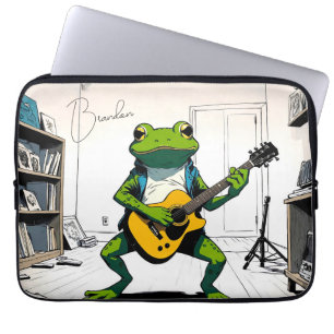 Capa Para Notebook Sapo legal Tocando Violão no Bedroom Studio