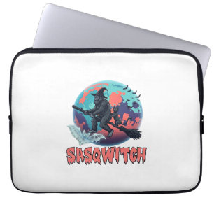 Capa Para Notebook Sasqwitch Pé Grande Vassoura de Bruxa Gato Preto L