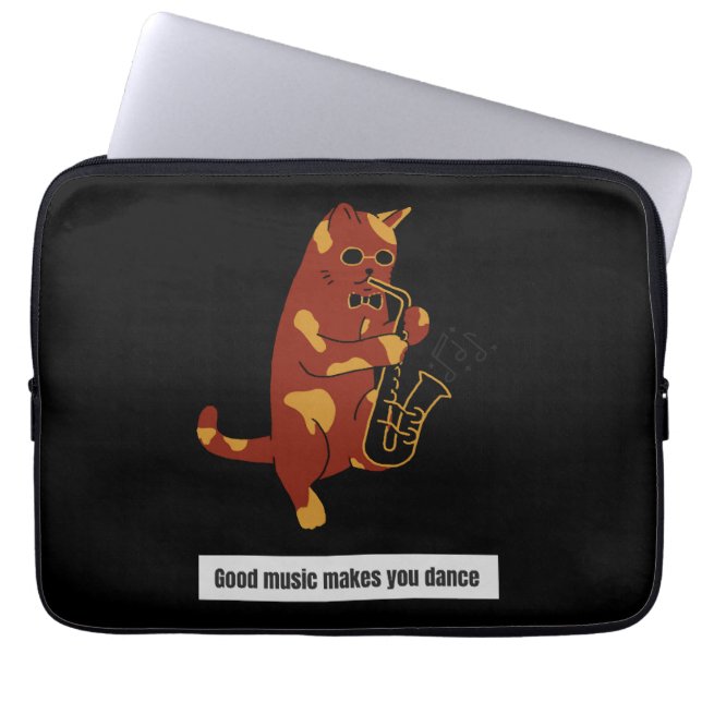 Capa Para Notebook saxofone de gato-de-música (Frente)