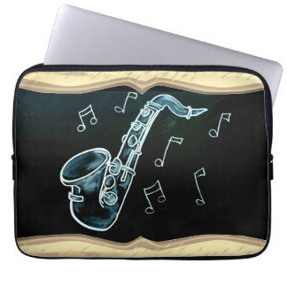Capa Para Notebook Saxofone E Notas De Música