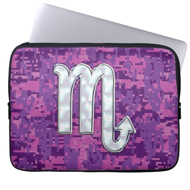 Capa Para Notebook Scorpio Zodiac - Sinal na Fúchsia Digital Camo (Frente)