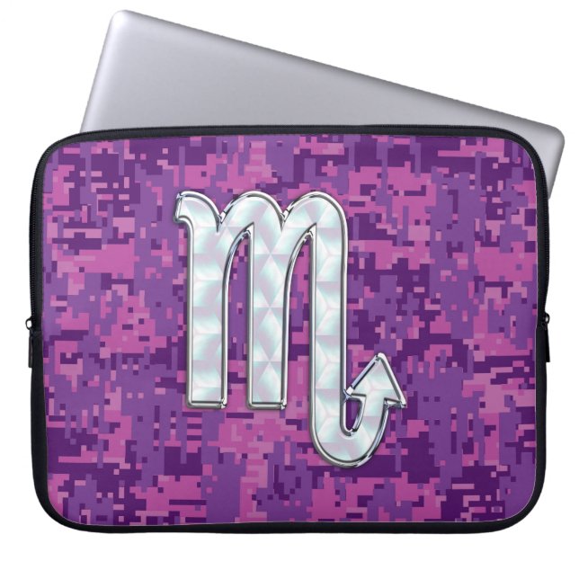 Capa Para Notebook Scorpio Zodiac - Sinal na Fúchsia Digital Camo (Frente)