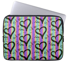 Capa Para Notebook Scribble Love Xoxo Heart Stripe Eletrônicos Bag