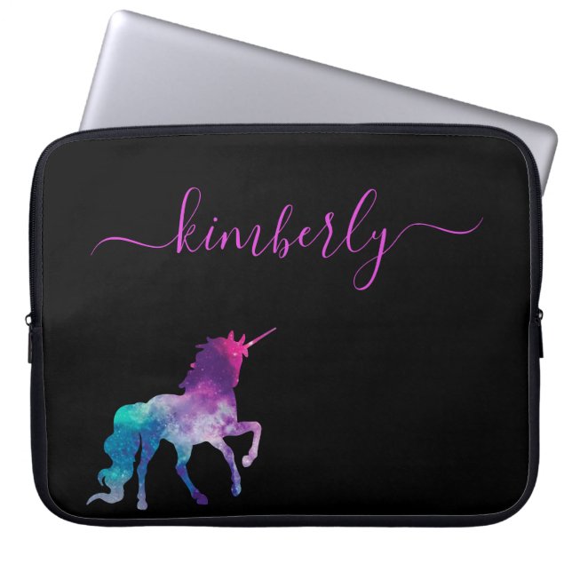 Capa Para Notebook script de nome roxo preto Unicorn (Frente)