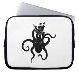 Capa Para Notebook Sea Monster Blue e Black Kraken com navio