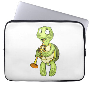 Capa Para Notebook Sea Turtle Jogador de Trompete Kids Music Orchestr