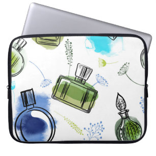 Capa Para Notebook Seamless pattern parfum bottle and watercolor text