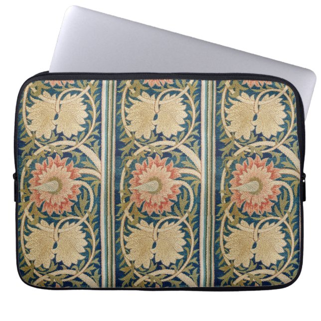Capa Para Notebook Seda Floral Bordada Antiga William Morris Pink (Frente)