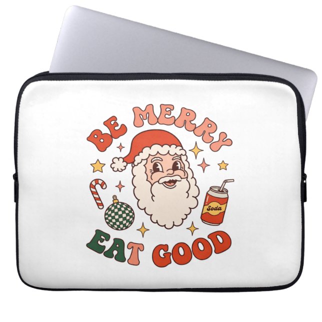 Capa Para Notebook Seja Alegre Coma Bom Natal Papai Noel Refrigerante (Frente)