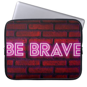 Capa Para Notebook Seja corajoso e inspirador texto de efeito neon em