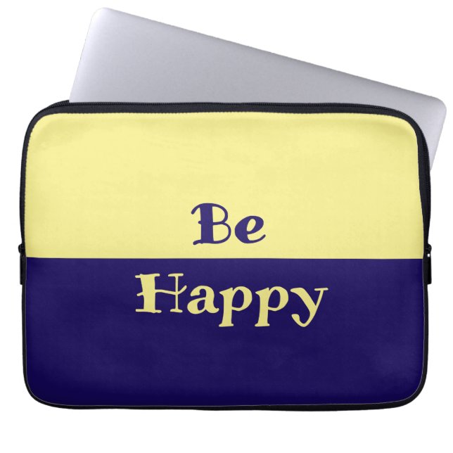 Capa Para Notebook Seja feliz com o tablet case (amarelo-manteiga e a (Frente)