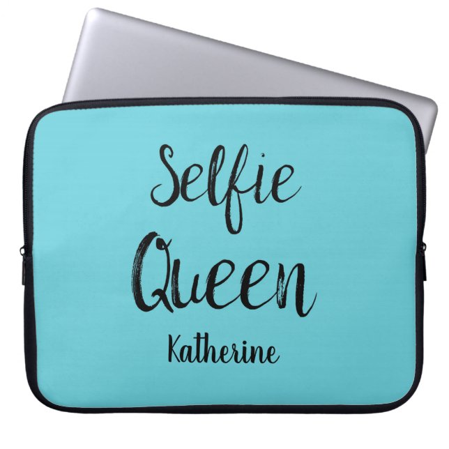 Capa Para Notebook Selfie Queen Name Personalised Turquoise Blue (Frente)